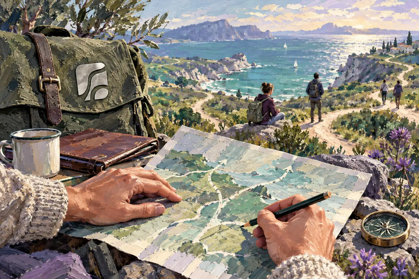 A closer view of the objects used on a coastal walk