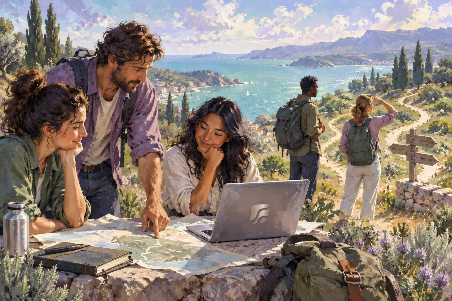 A group chooses a practical route along the coast
